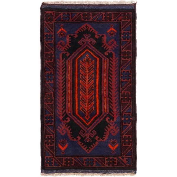 ECARPETGALLERY Hand-knotted Baluch Dark Red Wool Rug - 2'8 x 4'7