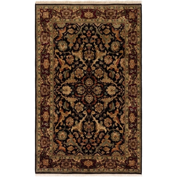 ECARPETGALLERY Hand-knotted Finest Agra Jaipur Black Wool Rug - 5'6 x 8'8