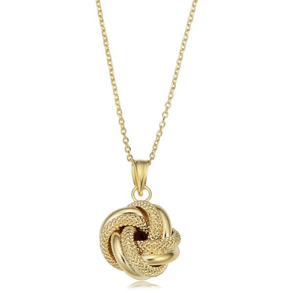 14k Yellow Gold Love Knot Pendant Necklace 16 5 Inch On Sale Overstock