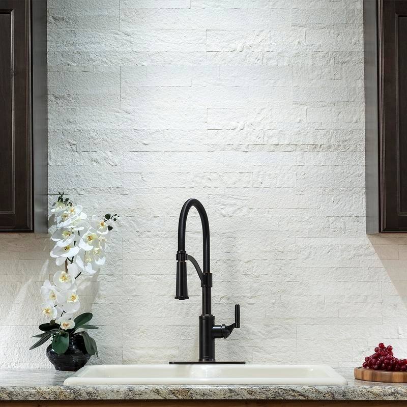 Aspect 6 x 24-inch Ivory Marble Peel and Stick Stone Backsplash