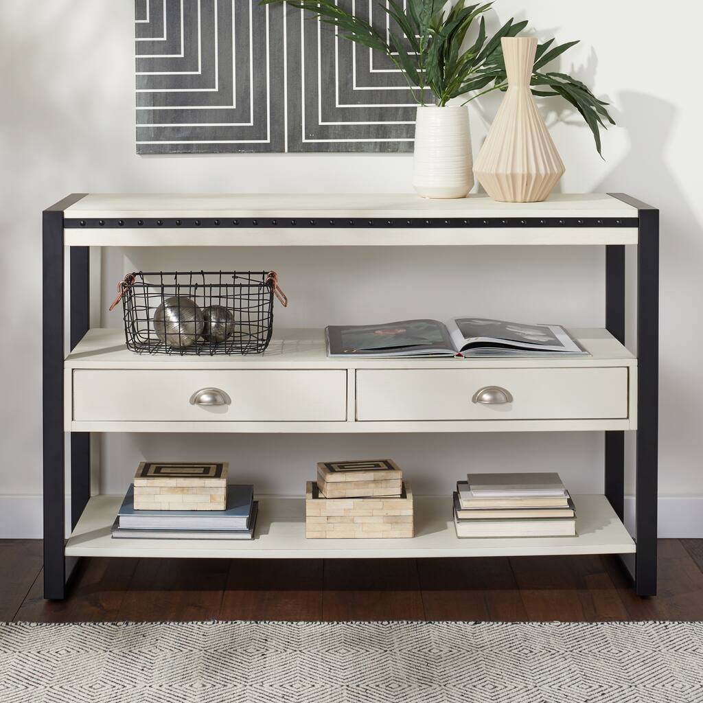 Abbyson Carolina White Rectangle Console Table