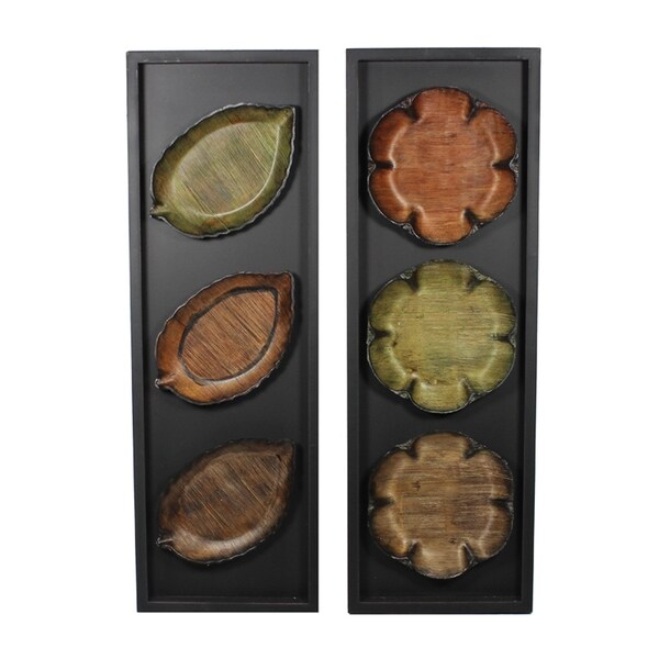 Essential Decor & Beyond 2pc. Leaf & Flower Metal Wall Decor EN18040