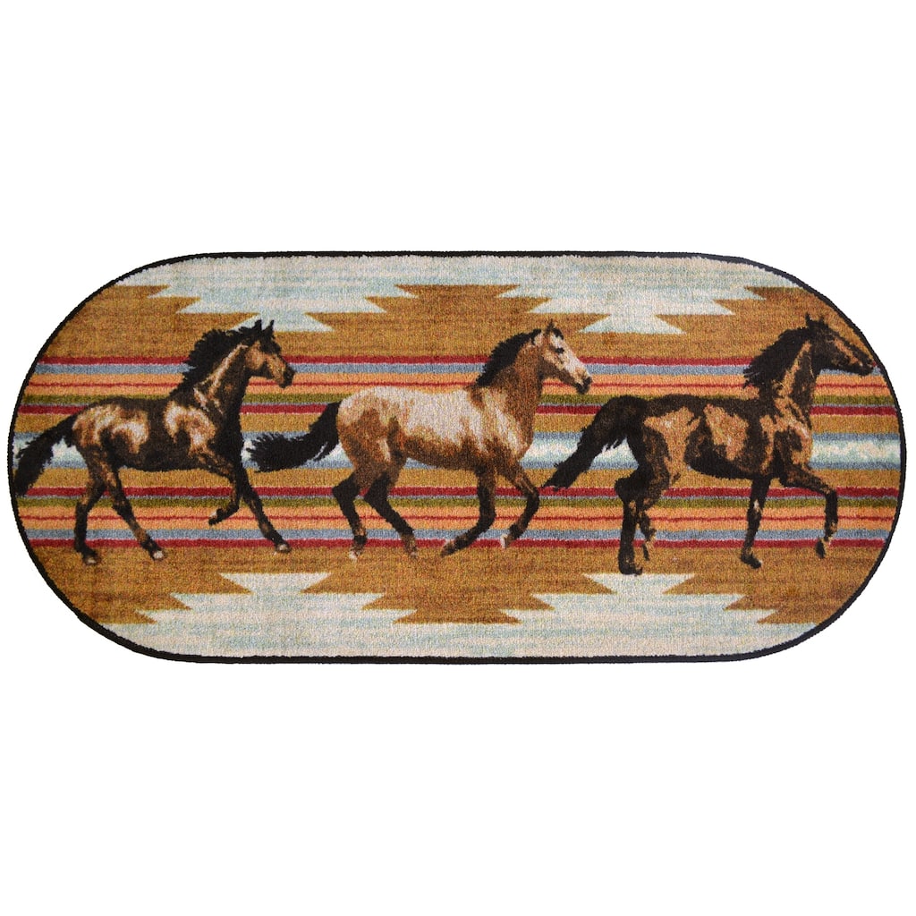 Cozy Cabin Gallop Rubber Back Accent Rug 20"x44" Oval - 1'8" x 3'8"