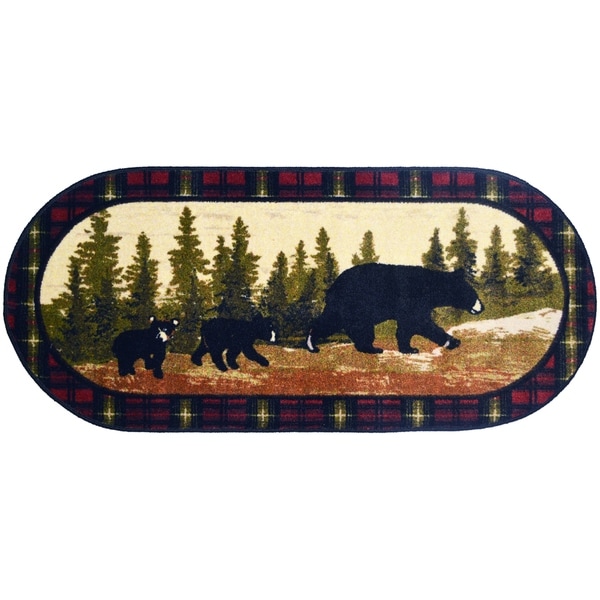 Rug Nonskid Black Bear Kitchen Decor Lodge Cabin Rustic 20 L x 44 Inch W New 