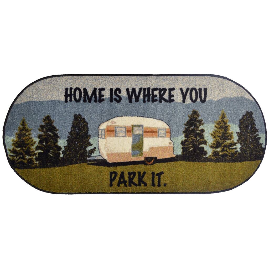 Cozy Cabin Home Is Where You Park It Accent Rug 20"x44" Oval - 1'8" x 3'8"