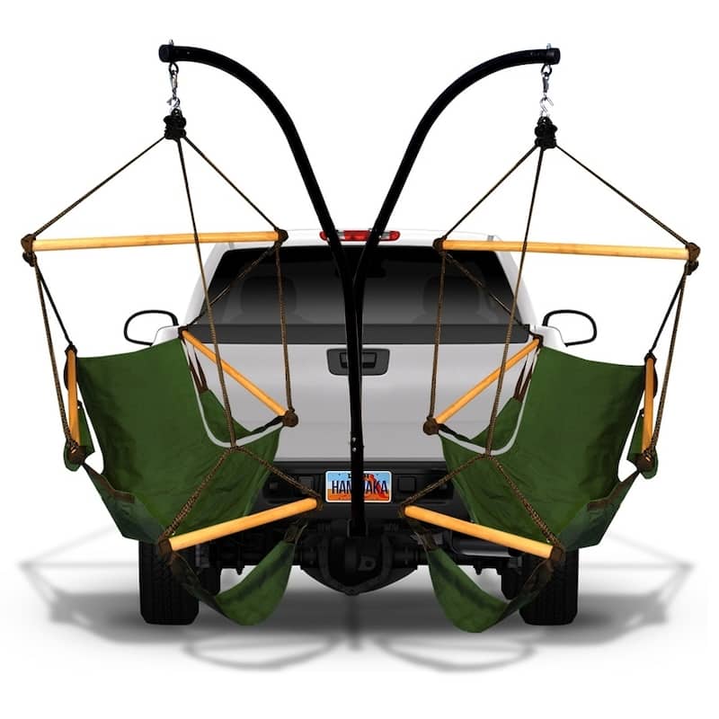 Hammaka Hammock Hitch Stand with Two Cradle Chairs and Parachute Hammock - Green