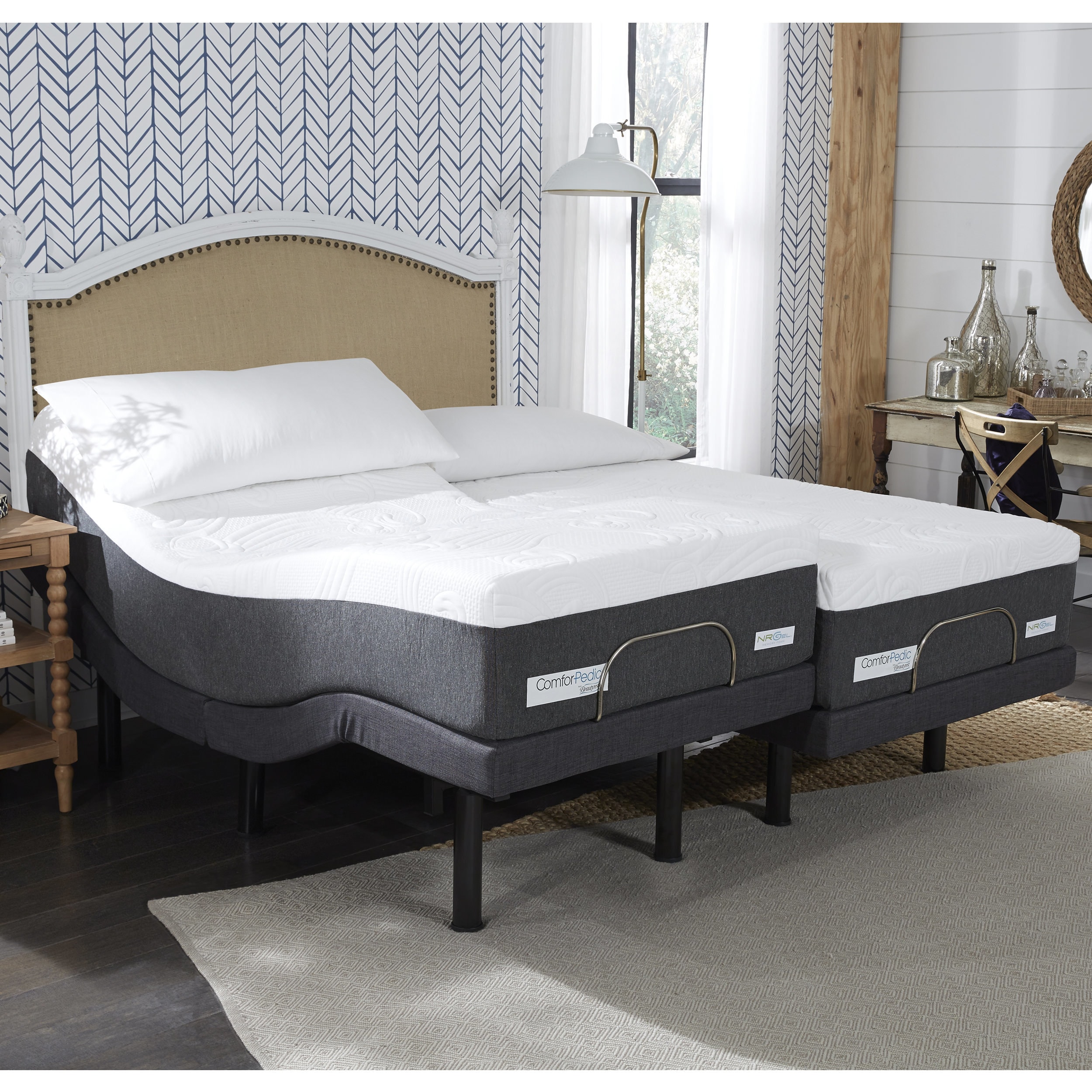 Comforpedic From Beautyrest 14 Inch Nrgel Mattress And Adjustable Bed Set