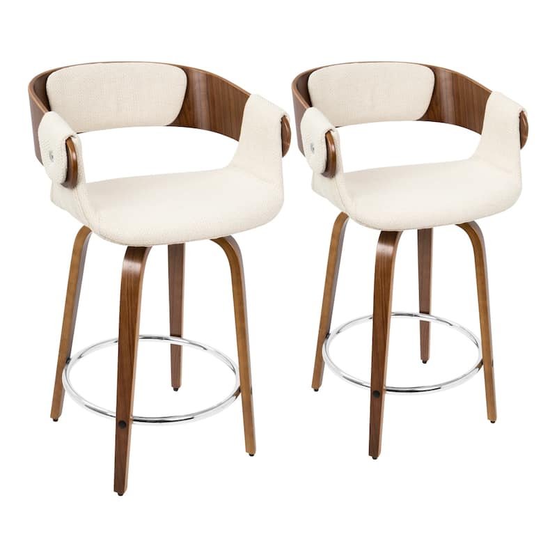 Carson Carrington Gavle Counter Stool (Set of 2) - Cream/Walnut-24" Seat Height