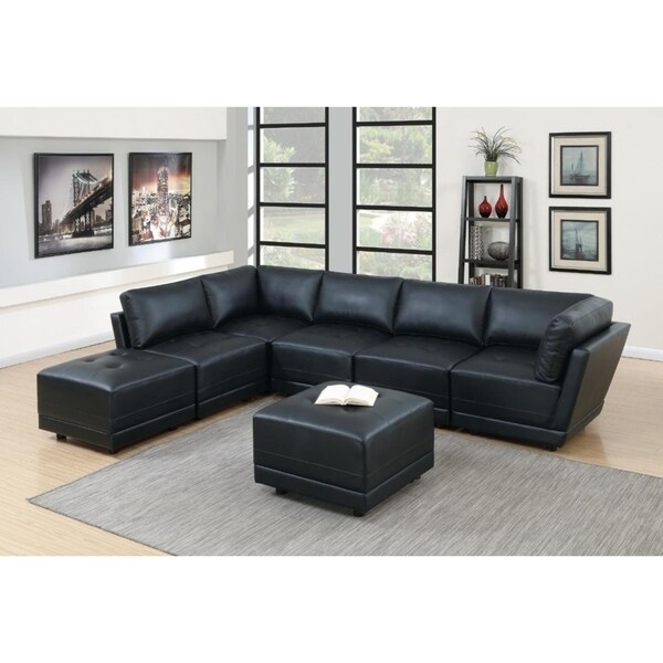 Cottage Bonded Leather Modular 7-PSC Sectional Sofa Set I