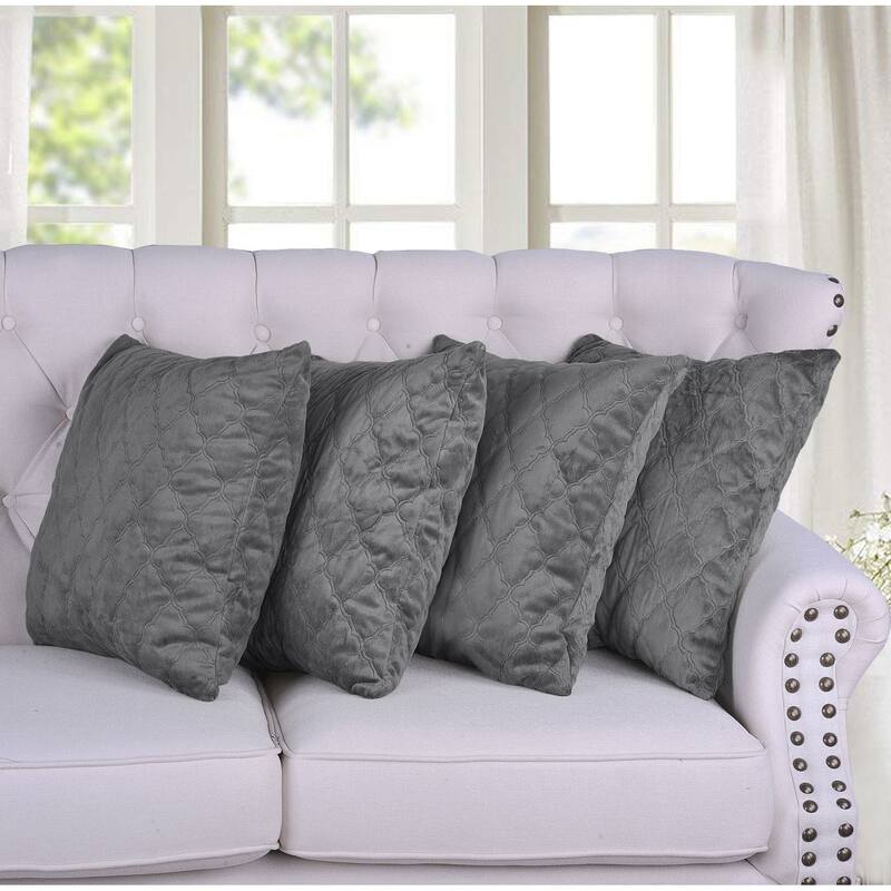 Quilted MicroMink 4-pc. Decorative Pillow Cover Set, NO INSERT - Grey