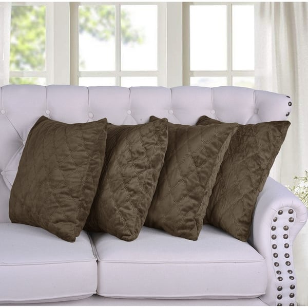 2PCS Decorative Pillows Quilted Square Throw Pillows Insert Couch