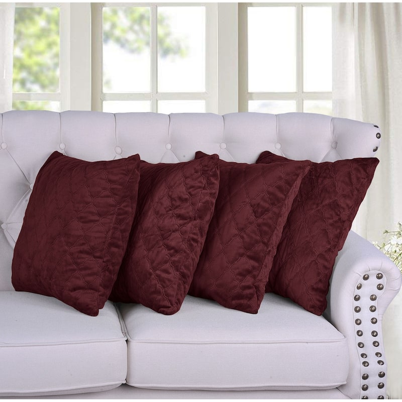 Quilted MicroMink 4-pc. Decorative Pillow Cover Set, NO INSERT - Tomato