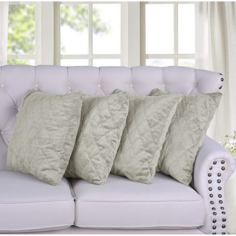 Quilted MicroMink 4-pc. Decorative Pillow Cover Set, NO INSERT - tannin