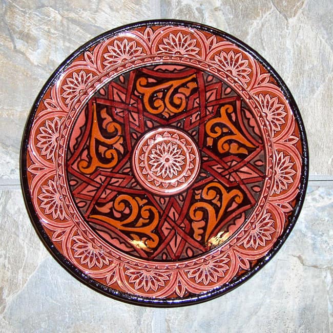 Handmade 10-inch Engraved Ceramic Plate (Morocco)