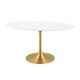 Silver Orchid Fein 60-inch Gold White Oval Dining Table - Gold White - Thumbnail 0