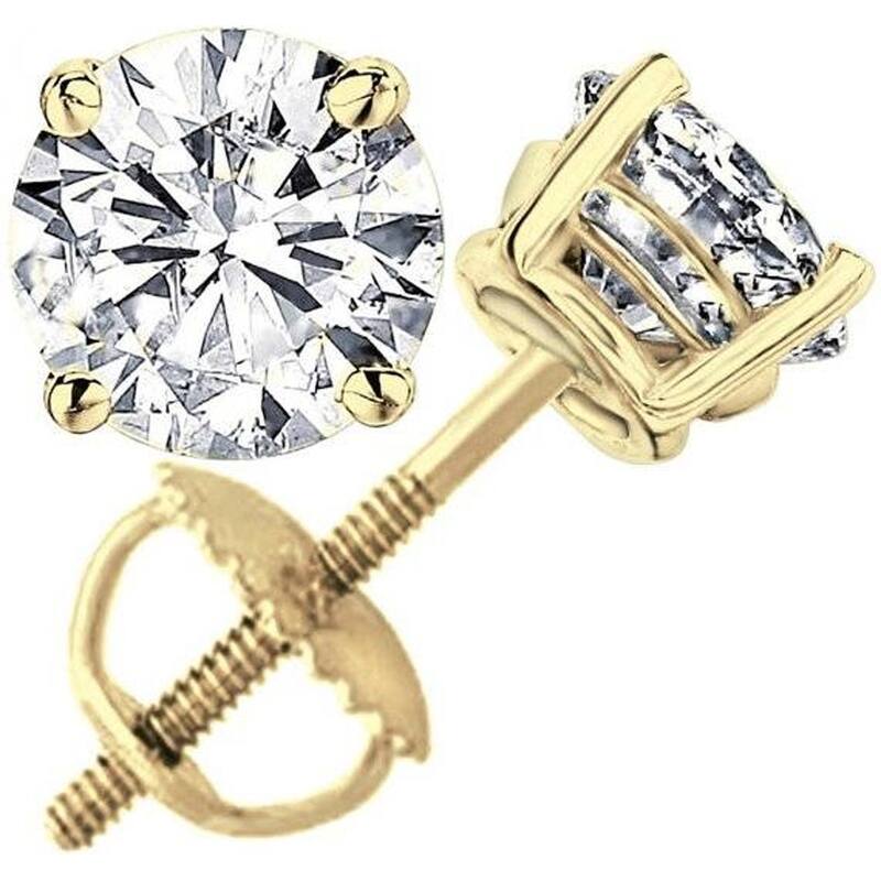 Pompeii3 14k Yellow Gold 2 3/8 ct TDW Diamond Studs Clarity Enhanced
