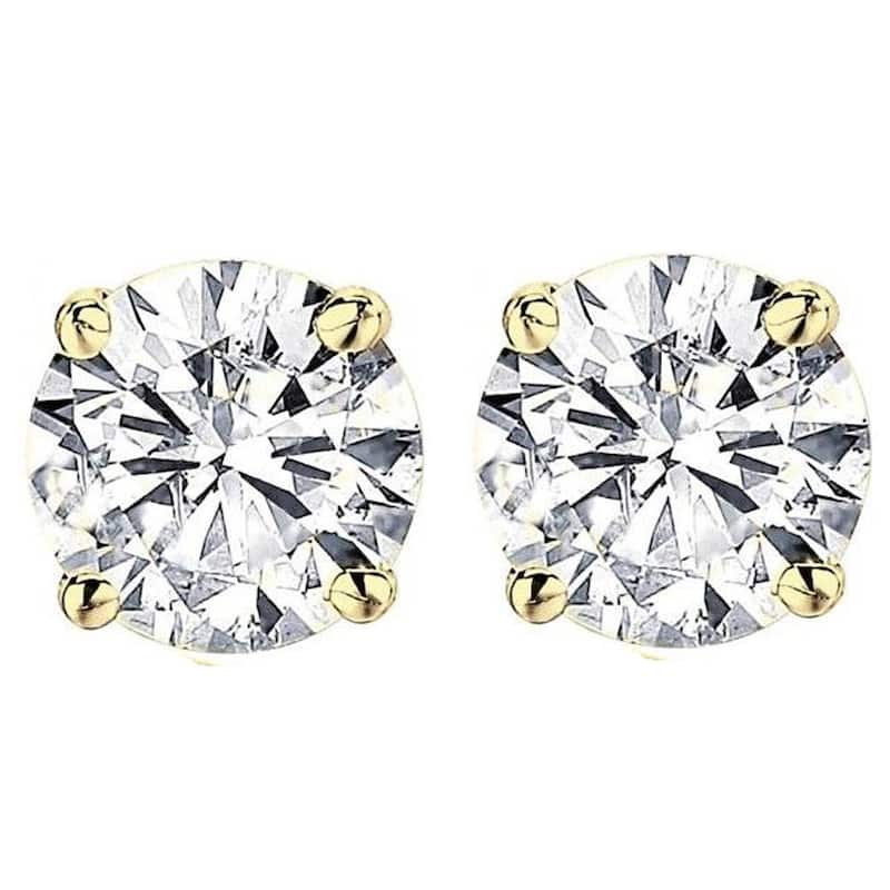 Pompeii3 14k Yellow Gold 2 3/8 ct TDW Diamond Studs Clarity Enhanced