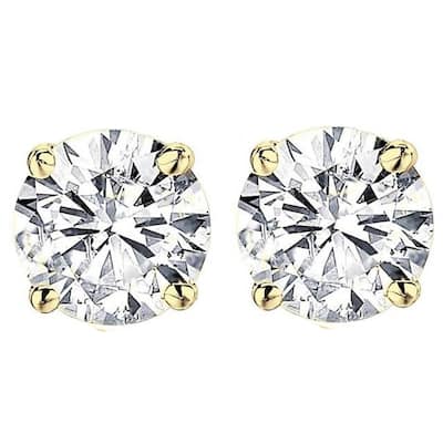 Pompeii3 14k Yellow Gold 2 3/8 ct TDW Diamond Studs Clarity Enhanced