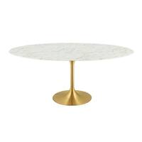 Lippa 78" Oval Dining Table - Gold White