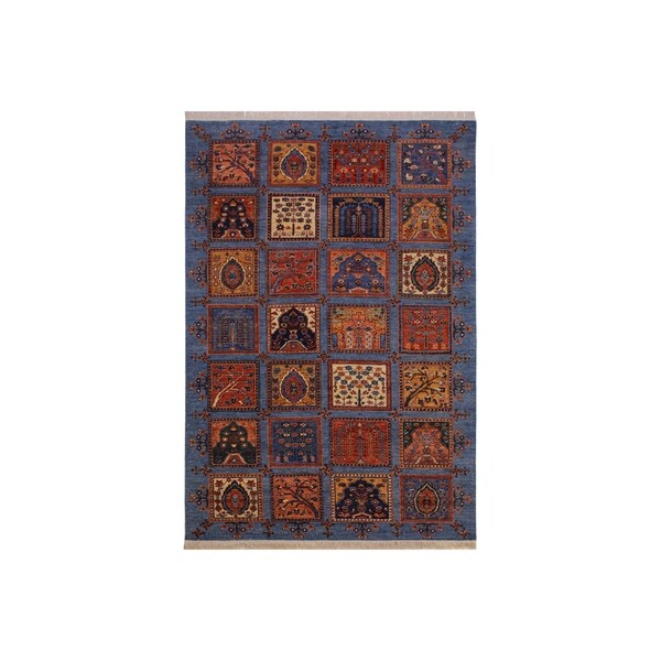 Kurjean Garish Alleen Lt. Blue/Ivory Wool Rug - 6'0 x 9'0 - 6 ft. 0 in. x 9 ft. 0 in.