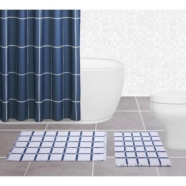 Shop Sparrowhawk Brandon Reversible 2 Piece Blue White Bath Rug