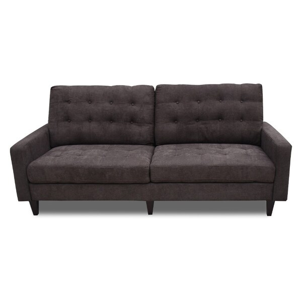 Transitional Style Fabric And Wood Sofa With On Tufting Chocolate Brown