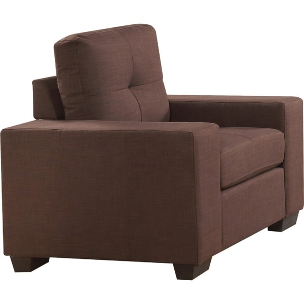 Transitional Fabric Upholstered Wooden Sofa with Track Arms, Brown