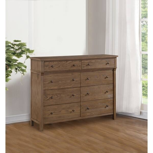 Shop Transitional 8 Drawers Wood Dresser With Metal Knobs Brown