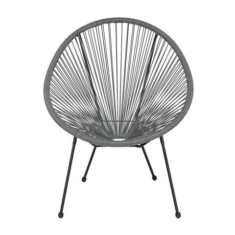 Offex Valencia Oval Comfort Series Take Ten Grey Rattan Bungee Lounge Chair