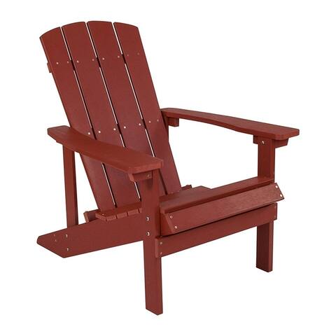 Offex Cottage Style All-Weather Adirondack Patio Chair in Red Faux Wood