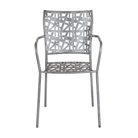 Offex Contemporary Antique Silver Indoor Outdoor Steel Patio Stack Chair