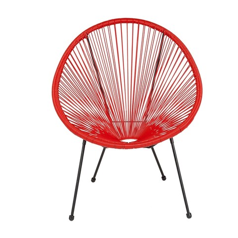 Offex Valencia Oval Comfort Series Take Ten Red Rattan Bungee Lounge Chair