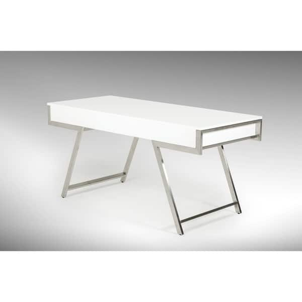 Shop Modrest Dessart Modern White Gloss Desk Free Shipping Today