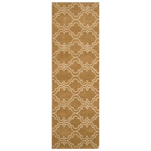 Handmade Trellis Wool Rug (India) - 2'6 x 8'
