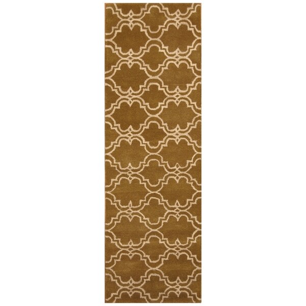 Handmade Trellis Wool Rug (India) - 2'6 x 8'