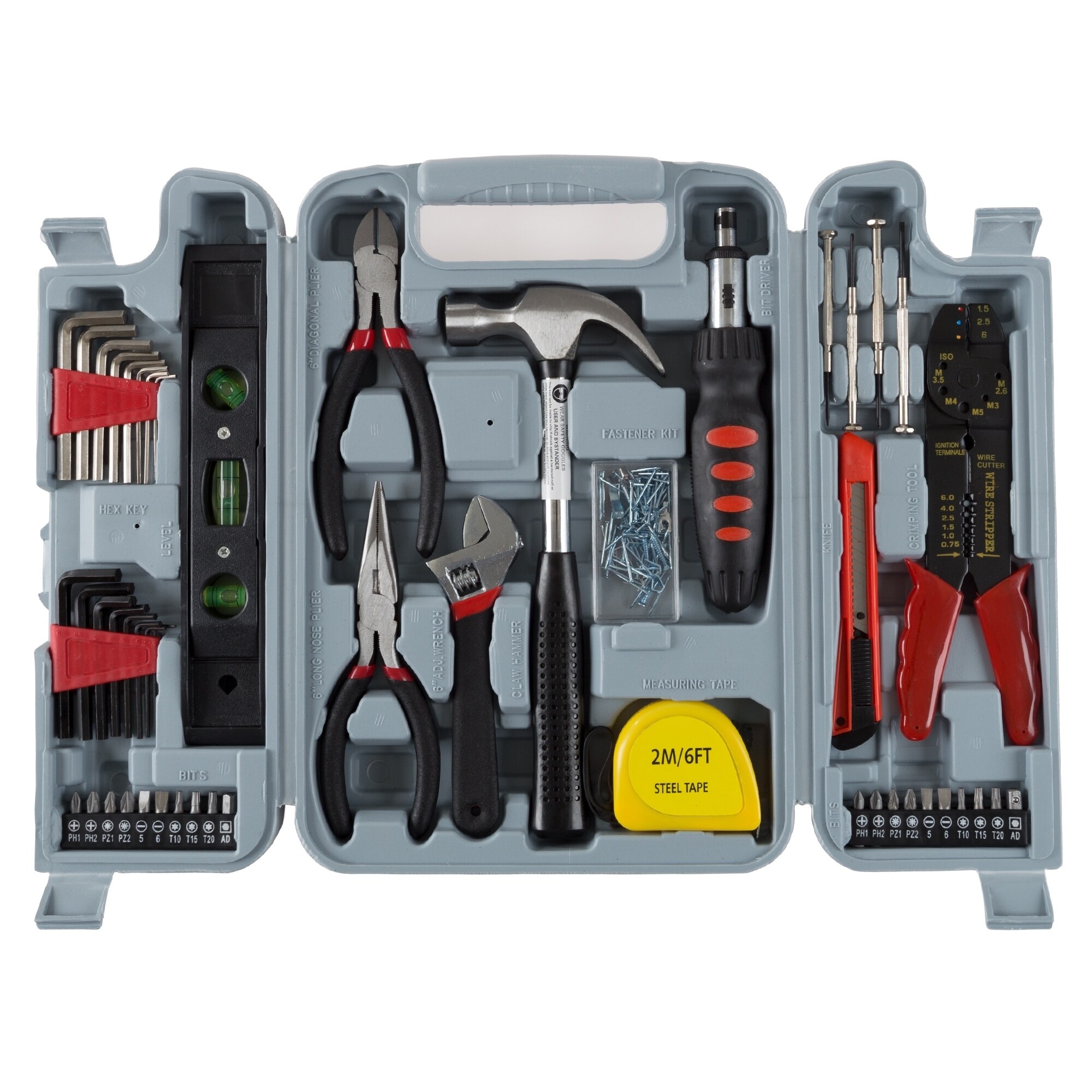 Screwdriver Geepas Household Tool Set Box Home DIY Kit Hammer Wrench Pliers