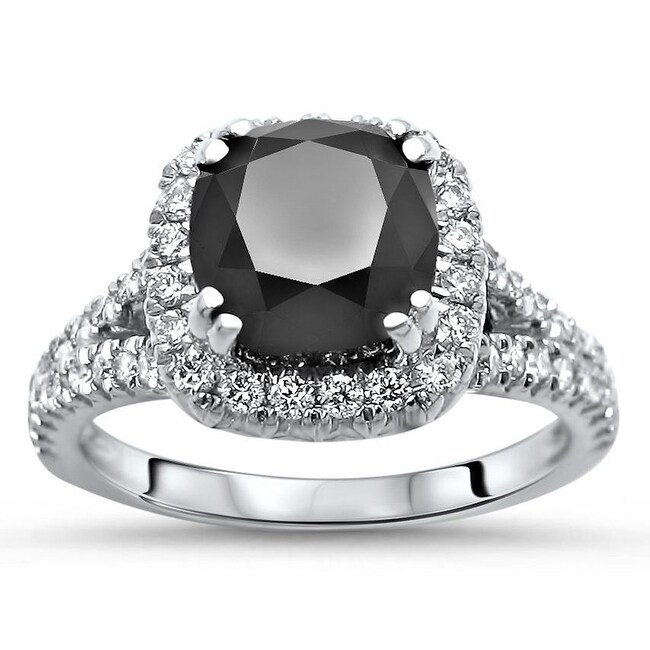 Shop 3 1 4 Ct Black Cushion Cut Diamond Engagement Ring 18k