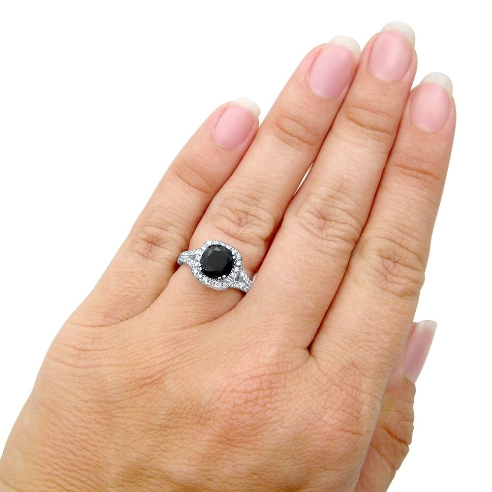 Shop 3 1 4 Ct Black Cushion Cut Diamond Engagement Ring 18k