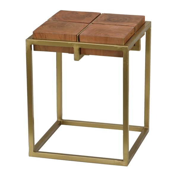 Bare Decor Cheyenne Brown Gold Metal Wood End Table Free Bare Decor Cheyenne Brown Gold Metal Wood End Table