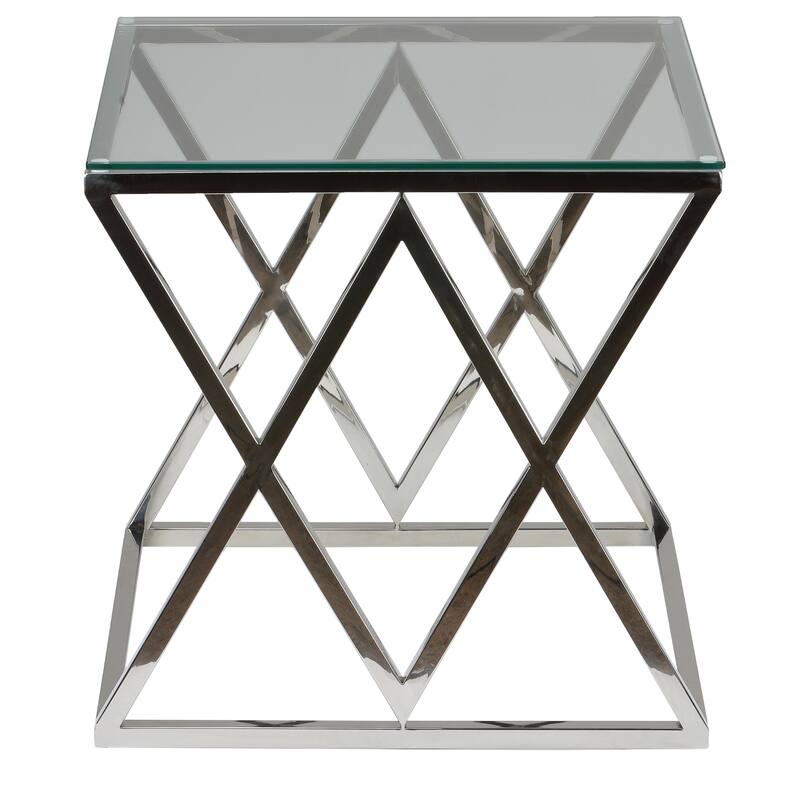 Cortesi Home Gwen Contemporary Glass End Table