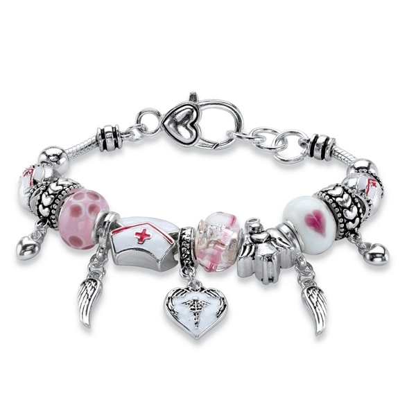 Silver Tone Nurse Charm Bracelet Lucite 7 5 Plus 1 Extension Silver Tone Nurse Charm Bracelet Lucite 7 5 Plus 1 Extension