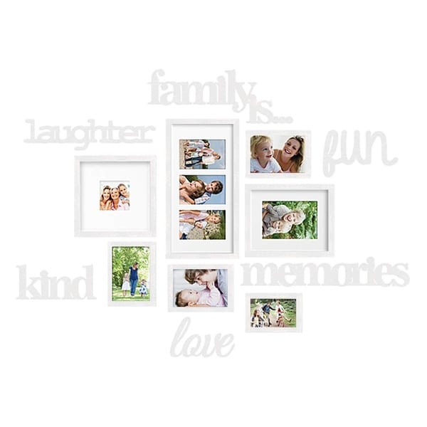 Jerry & Maggie-White Combination Plaque Gallery College picture Frame with Hanging Template & Wall Decoration Mounting Design