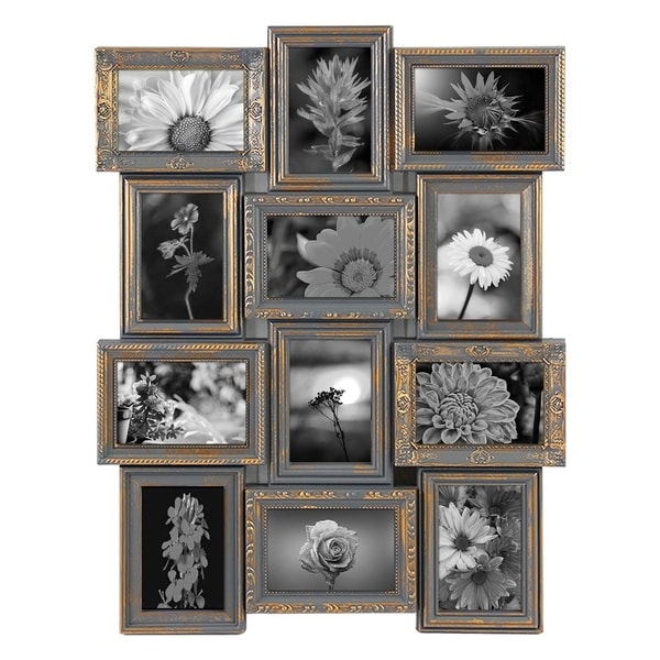 Jerry & Maggie - Photo Frame 23X18 Gray Gold Finish Curved PVC Picture Frame Selfie Gallery Collage Wall Hanging for 6x4 Photo