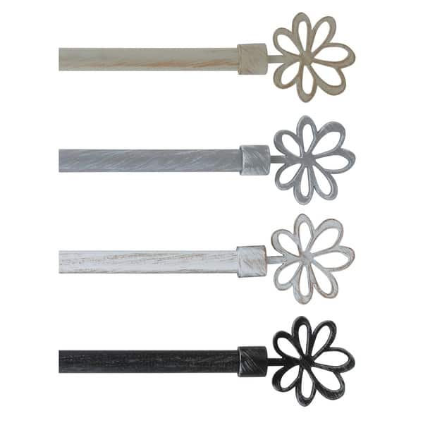 Evideco Extendable Curtain Rod Set 50 To 82 L Diam 0 6 Ninon Finial Overstock 25481637