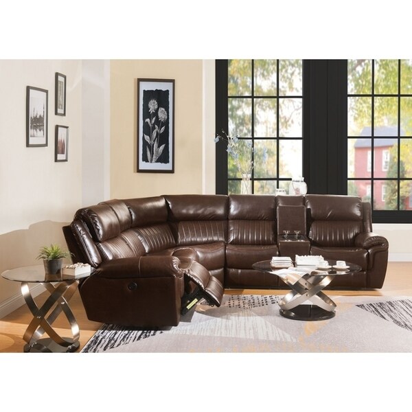 Kupiskis Sectional with Power Recliner & USB Power in Leather Gel