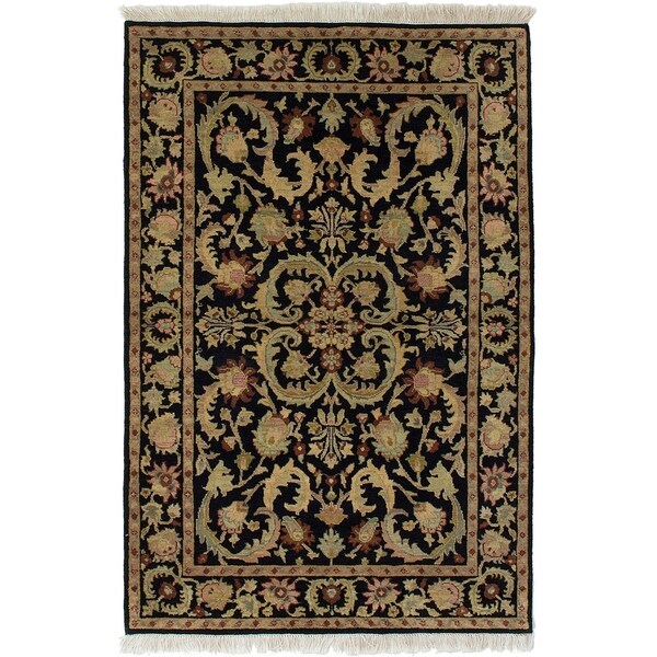 ECARPETGALLERY Hand-knotted Sultanabad Black Wool Rug - 3'11 x 6'1