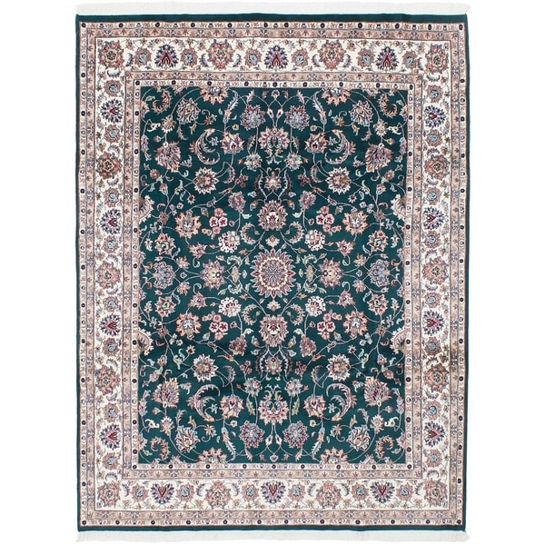 ECARPETGALLERY Hand-knotted Royal Kashan Dark Green Wool Rug - 7'8 x 10'2