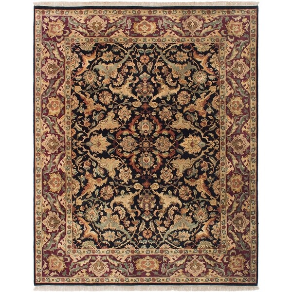 ECARPETGALLERY Hand-knotted Sultanabad Black, Dark Burgundy Wool Rug - 8'0 x 9'10
