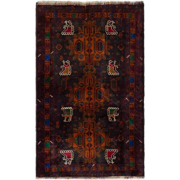 ECARPETGALLERY Hand-knotted Rizbaft Dark Navy Wool Rug - 4'0 x 6'3