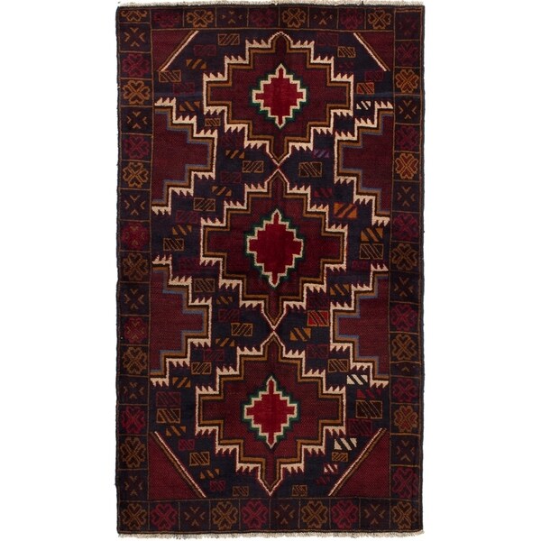 ECARPETGALLERY Hand-knotted Kazak Red Wool Rug - 3'7 x 6'6